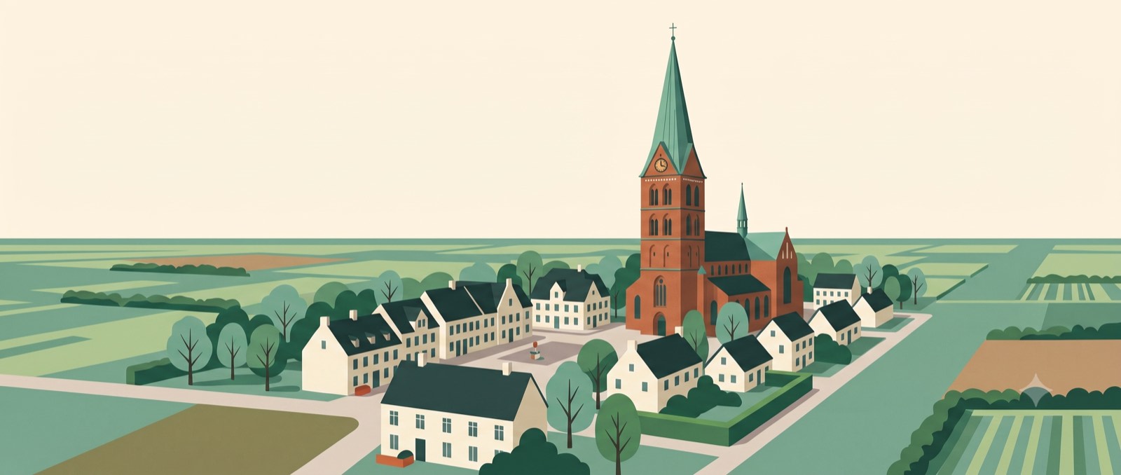 Der Meldorfer Dom über den Dächern der Stadt